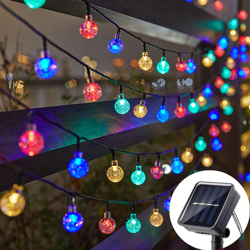 Weihnachts-Solar--Lichterkette für Höhle Außenbereich, Kristallkugel-Lichter mit 8 Modi, Terrassenlicht für Garten, Ramadan, Hochzeit, Party-Dekoration: Mond blau / 11-15W