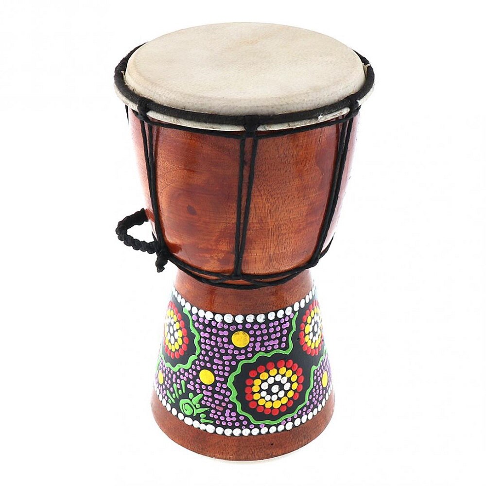 6in Afrikaanse Djembe Trommel Hand Gesneden Massief-Hout Geit-Skin Traditionele Afrikaanse Drum Percussie Muziekinstrument: Default Title