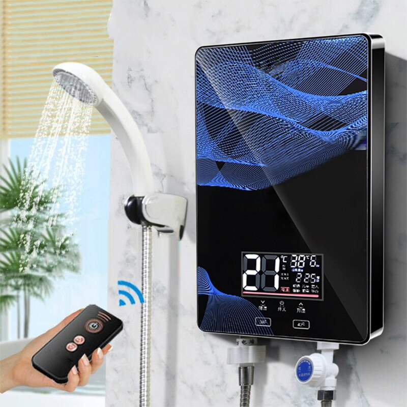 Instant heating remote control electric water heater LED Temperature Display for household small renting room with bath shower