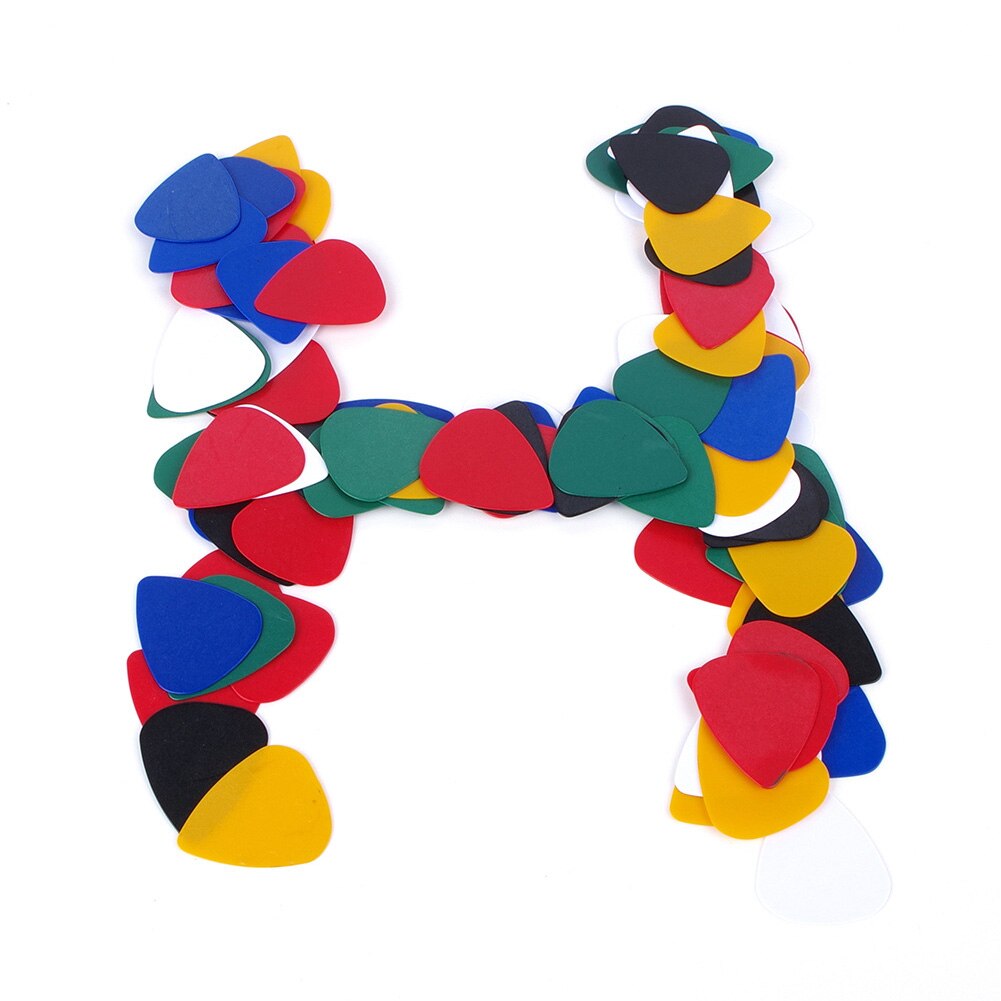 100pcs Musical Instrument Bass Ukulele Crisp Tone Non Slip 0.42mm Thickness Plectrum Guitar Pick Plastic Mix Color Heart Shape