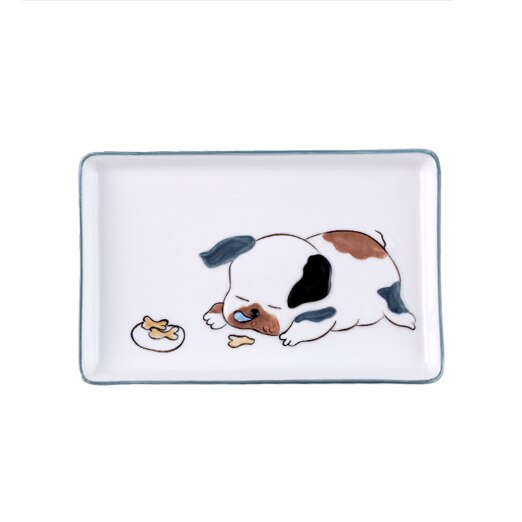 Cartoon Puppy Japanse Stijl Vierkante Plaat Keramische Plaat Rechthoekige Sushi Tray Leuke Hond Schotel Creatieve Kinderen Diner Plaat: Pug