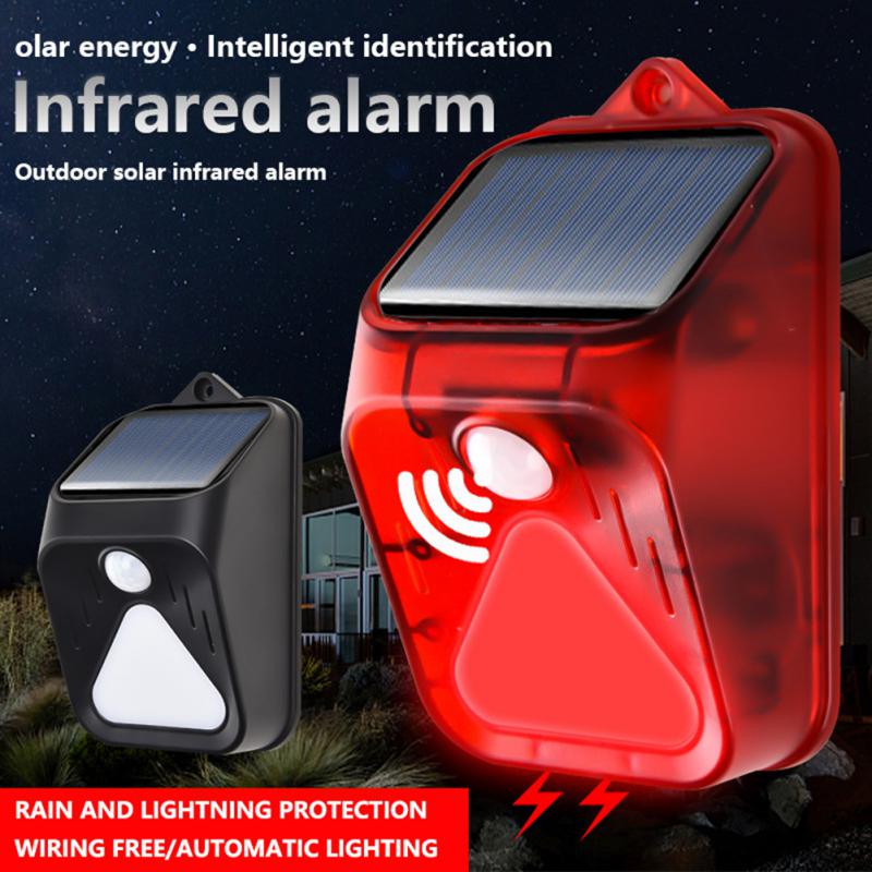 Solar Alarm Lamp Afstandsbediening Security Alarm Motion Sensor Alarm Sirene Pir Motion Sensor Detector Voor Home Yard Outdoor