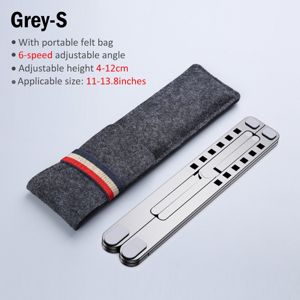 Soporte portátil ajustable de aluminio para ordenador portátil, soporte de escritorio para ordenador portátil, soporte para MacBook de hasta 15,6 pulgadas: Gray S