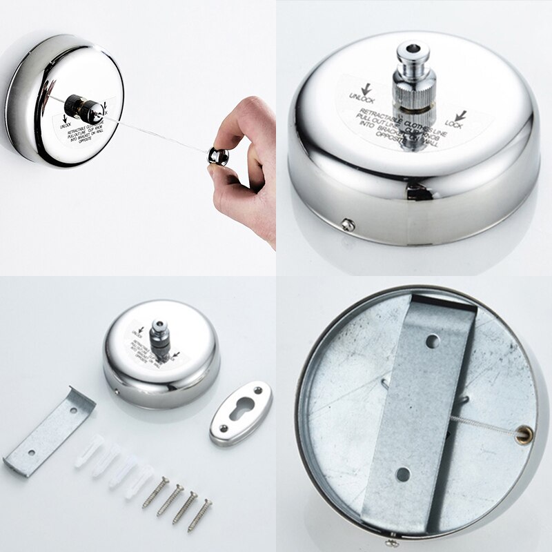 3 M clothesline 304 Stainless Steel Clothes Retractable Frying Line Indoor Outdoor Laundry Hanger Clothes Dryer ELKH1003