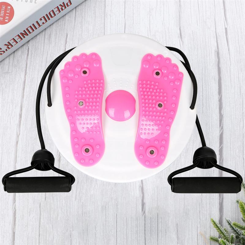 Kvinner kroppsforming og midje vrimaskin fitness twister plate vribrett med tau (rosa)