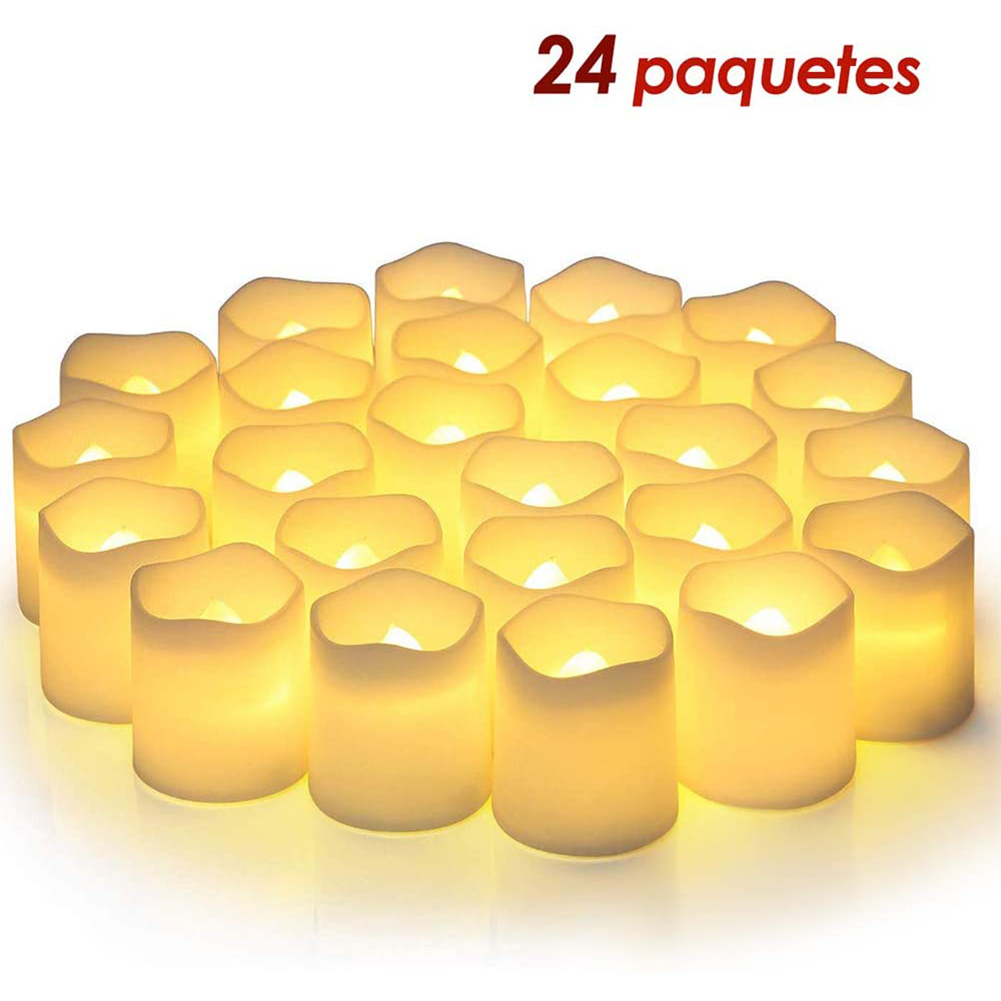 24pcs Simulation LED Electronic Candle Light Flameless Candles Battery Operated Flickering Light Christmas Wedding Decoration
