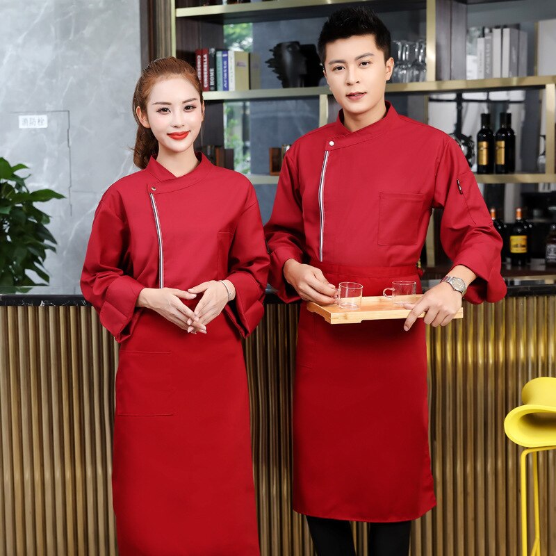 Kokkens hotell hotell mat baking kjøkken kokkeuniform langermet qiu dong antrekk hvite menn og kvinner