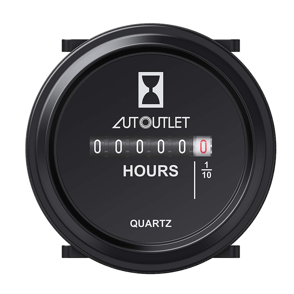 Mechanical Round Hour Meter Gauge AC/DC 6V-80V Quartz Hour Meter 2 Inch Hourmeter for Boat Auto ATV Snowmobile Lawn Mower