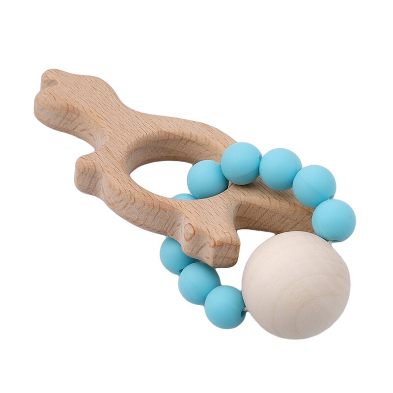 Goede Baby Rammelaar Kinderwagen Accessoires Speelgoed Houten Baby Armband Dier Vormige Sieraden Bijtring Baby Organische Houten Siliconen Kralen: dinosaur