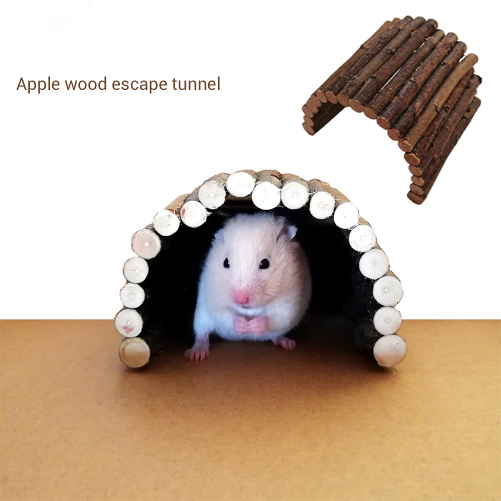 Image showcasing Wooden Bridge Hanging Toys Cute Hamster Ladder Nat... - Grandado