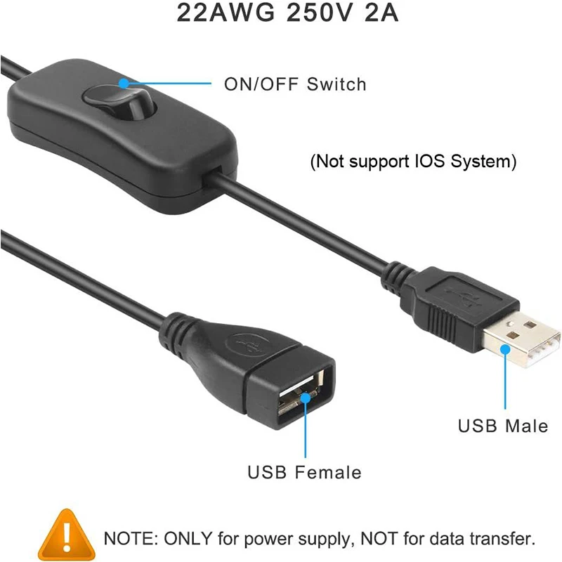 28cm with Switch ON/OFF2 Cable Extension Toggle for String USB Gadget USB Power Supply Device Tools