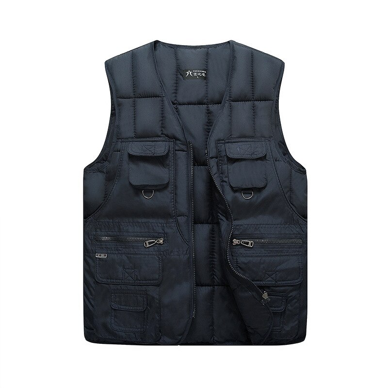 Efterår vinter herre #39 ;s varm tyk multi-lommer vest mandlig udendørs ridning fiskeri vandreture camping vindtæt ærmeløs vest 4xl