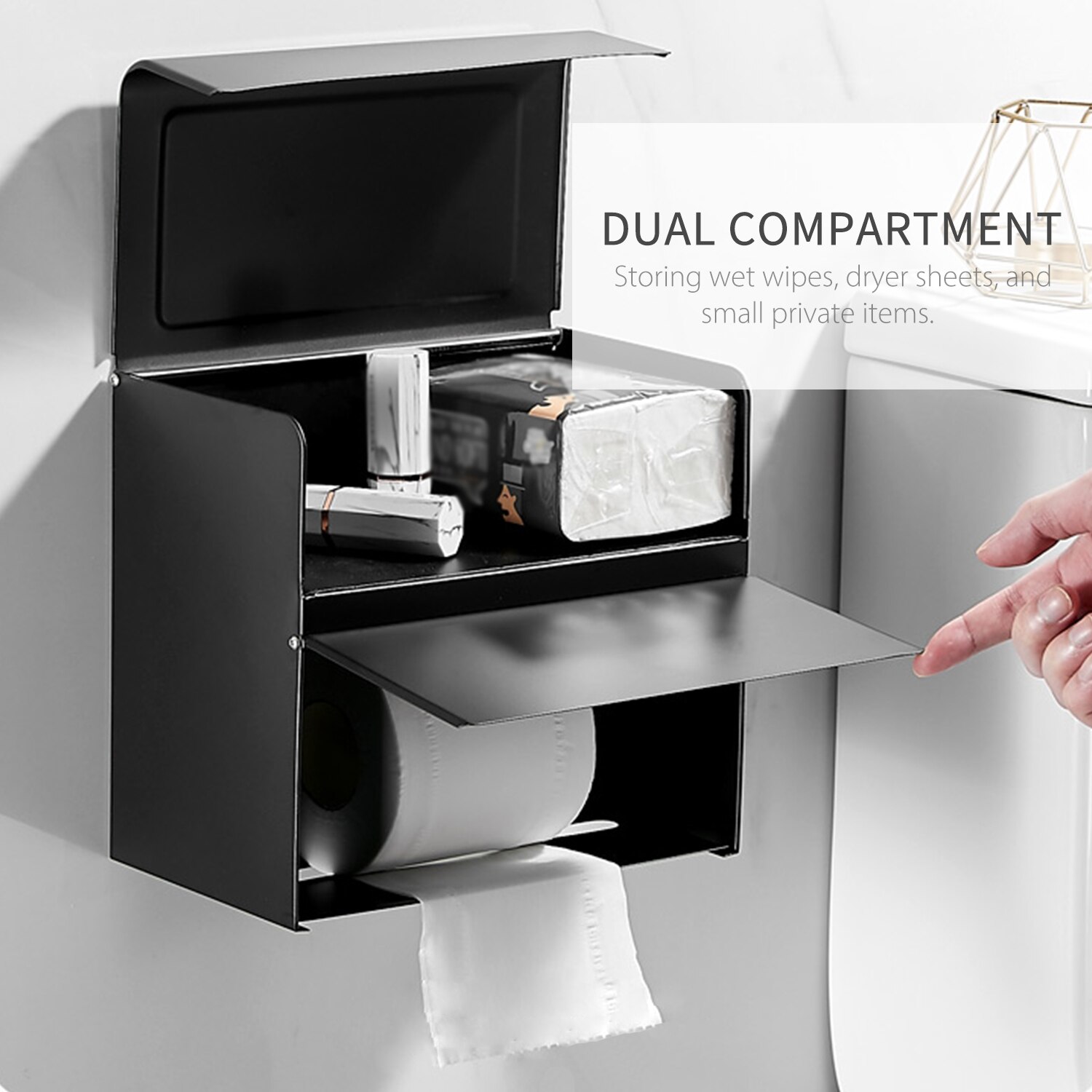 Paper Towel Dispenser Holder Tissue Wall Mounted Drilling Waterproof Toilet Tissue Dispenser Kitchen Paper Towel Dispenser