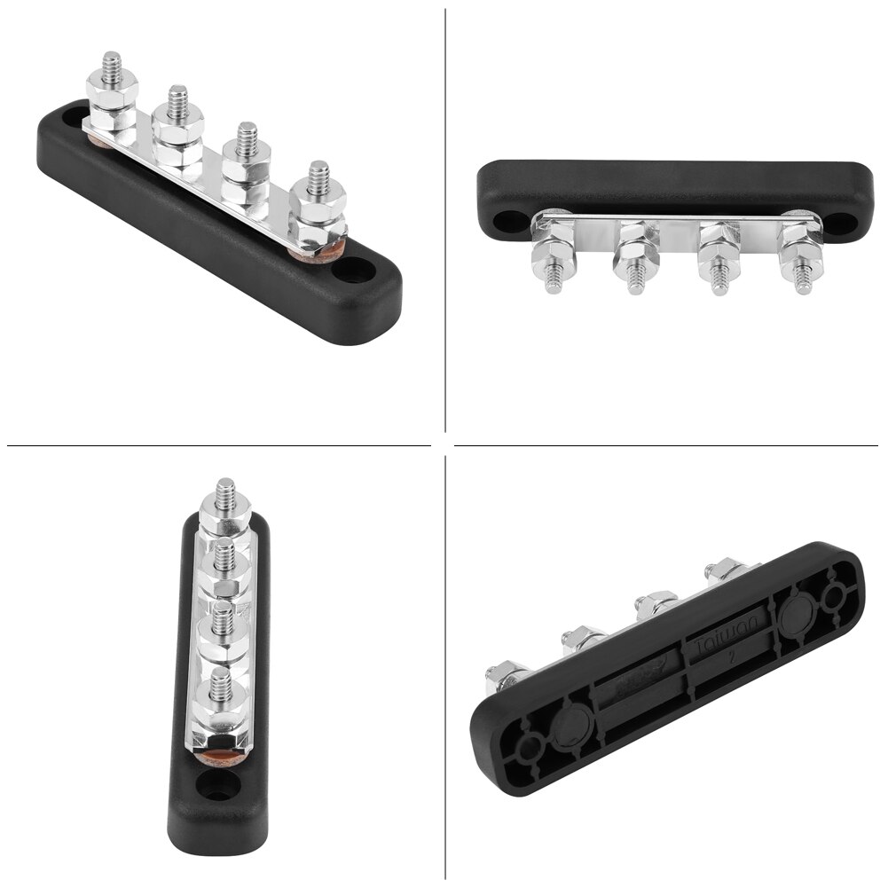 100A AC 300V DC 48V 4 Studs Bus Bar Electric Terminal Junction Block Glass fibre reinforced nylon Brass Stainless Steel Made