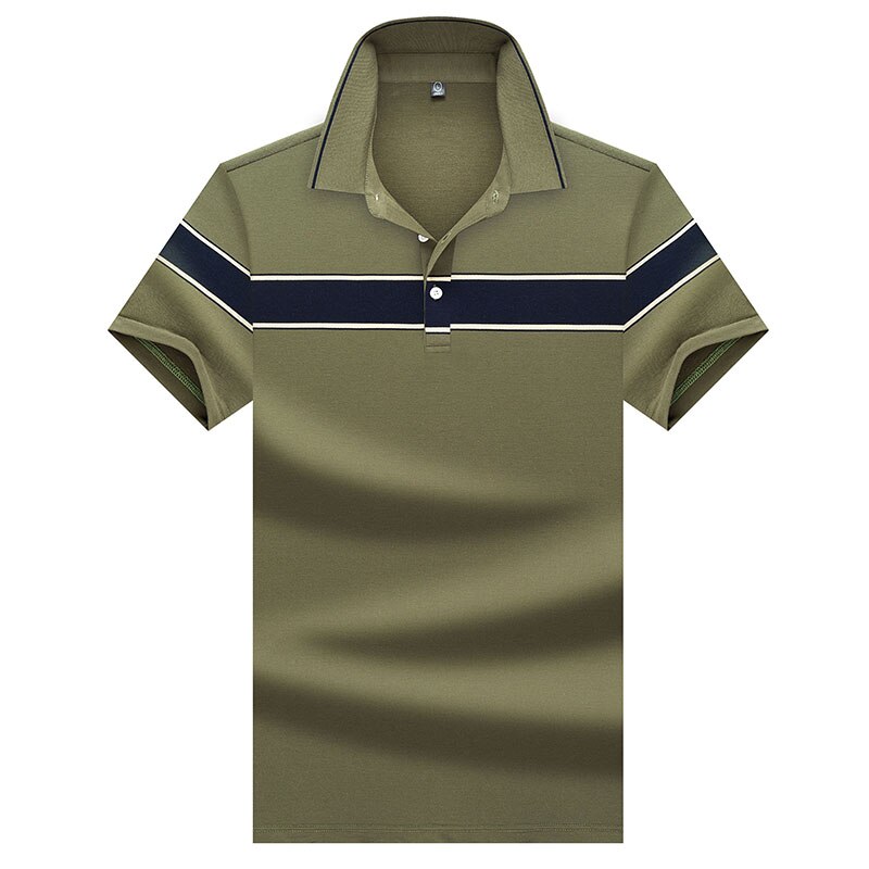 Man Tops & Tees Mannen Polo Shirts Business Mannen Merken Turn-Down Kraag Mens Polo Shirt Casual streep Polo T-shirt A8037: A8037 green / L
