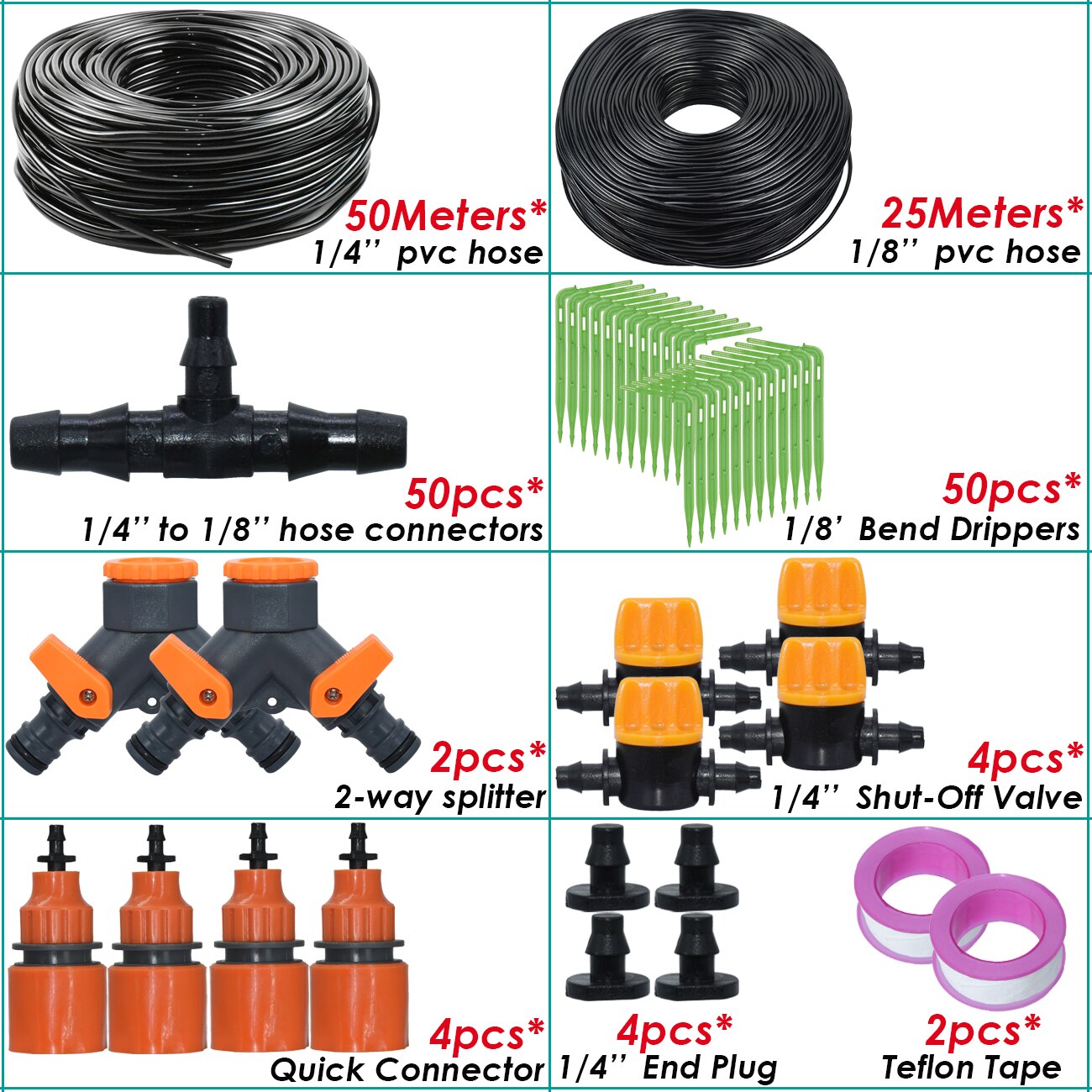 Sistema di irrigazione automatico per irrigazione a goccia KESLA giardino da 4/7 a 3/5mm da 1/4 a 1/8 kit tubo flessibile per piante da vaso bonsai domestiche serra