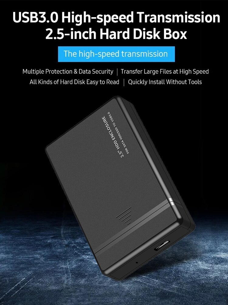 2.5 Inch SATA Hard Drive Enclosure HDD/SDD to USB2.0 3.0 External Hard Drive Disk for Game Console HDTV Computer