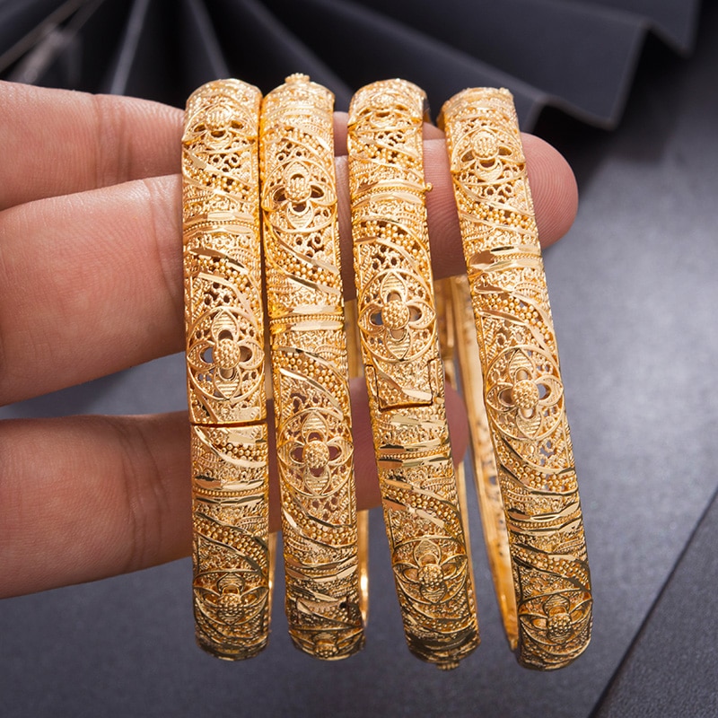 Wando 4 Stks/partij Vrouwen Armbanden Gouden Kleur & Koper Sieraden Handgemaakte Armband Voor Meisjes Franse Afrikaanse Romantiek Sieraden