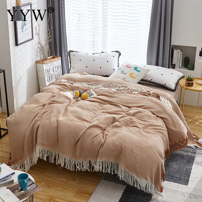 Sommer Klimaanlage Decke Bambus Faser Quasten Decke Weiche Atmungsaktive Decke Dünne Tröster Bettdecke bettdecke Hause: Kamel / 150cmx200cm