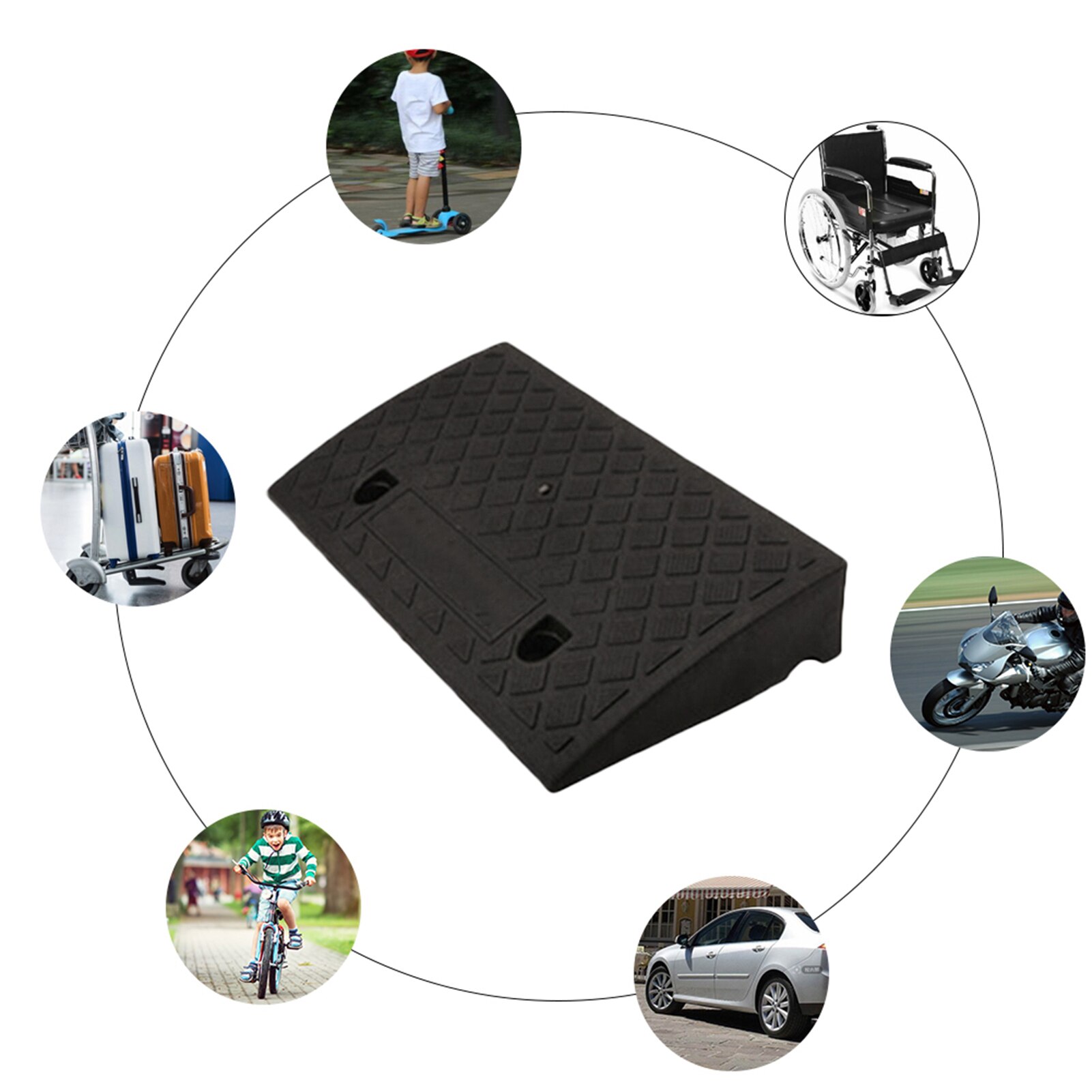 Rampas de Curb portátiles para coche, remolque, camión, motocicleta, silla de ruedas, pendiente de plástico resistente, 1 ud.