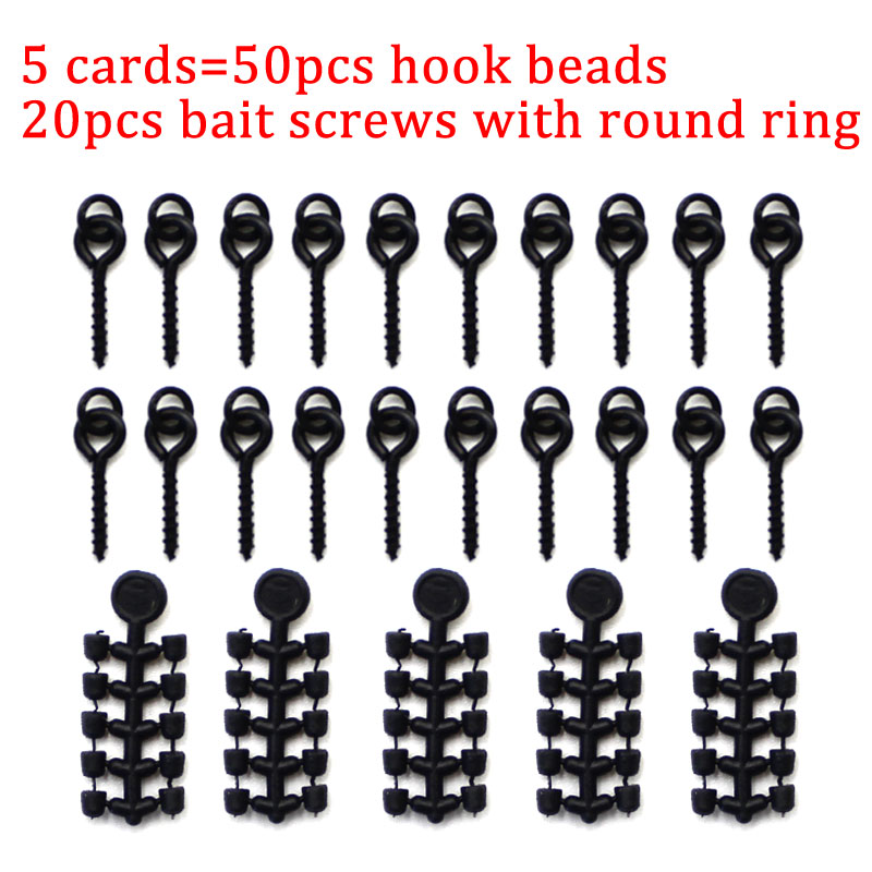 50PCS Hook Stops Beads Carp Fishing Accessories Stoper 20PCS Boilies Bait Screw Hair Chod Ronnie Rig Pop UP Boilies Stop