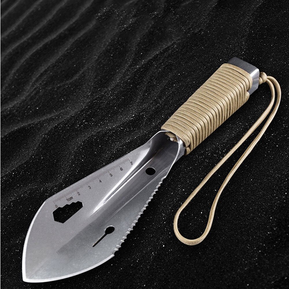 Stock-Small Shovel With Nylon Rope Multifunctional Hand Shovel Lightweight Backpacking Trowel Portable Shovel Gardening Tools