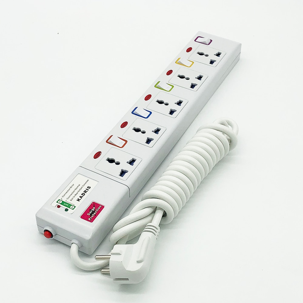 Power Strip Surge Protector 5 Way AC Universal Outlets Electric Plug Extension Socket Individual Switch 2500W 10A 3m/9.8ft Cord