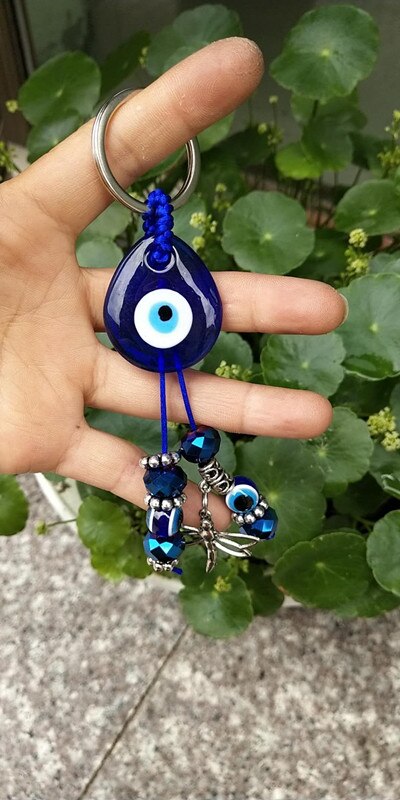 Turkse Blauwe Sleutelhanger Zak Opknoping Glazen Eye Resin Kralen Hand-Geweven Volledige Diamond Palm Olifant Lantaarn Schrift Anker hangers: LL000095-3