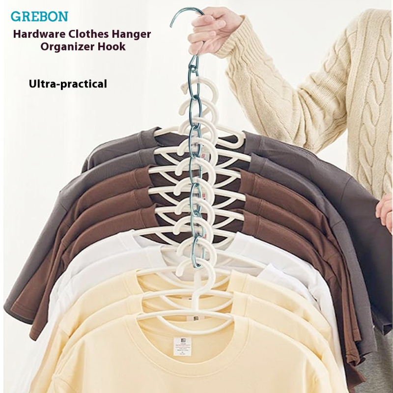 Multifunctional Chain Hanger Wardrobe Storage Multi-Layer and Folding Drying Rack Clothing Display Space-saving Hanger