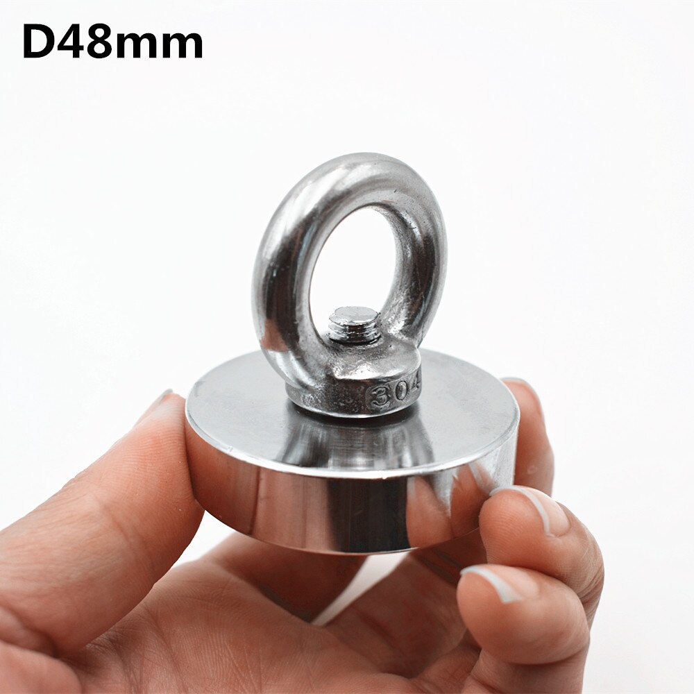 Strong Neodymium magnet super powerful search magnet hook power magnetic fishing magnet salvage permanent NdfeB holder: D48mm