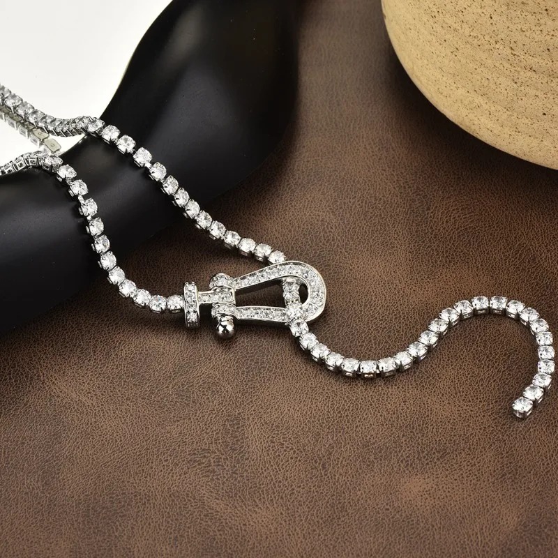 Hesteskoformet zirkonkjede, diamantkjede, kragebeinskjede og fasjonabelt damekjede, retrokjede