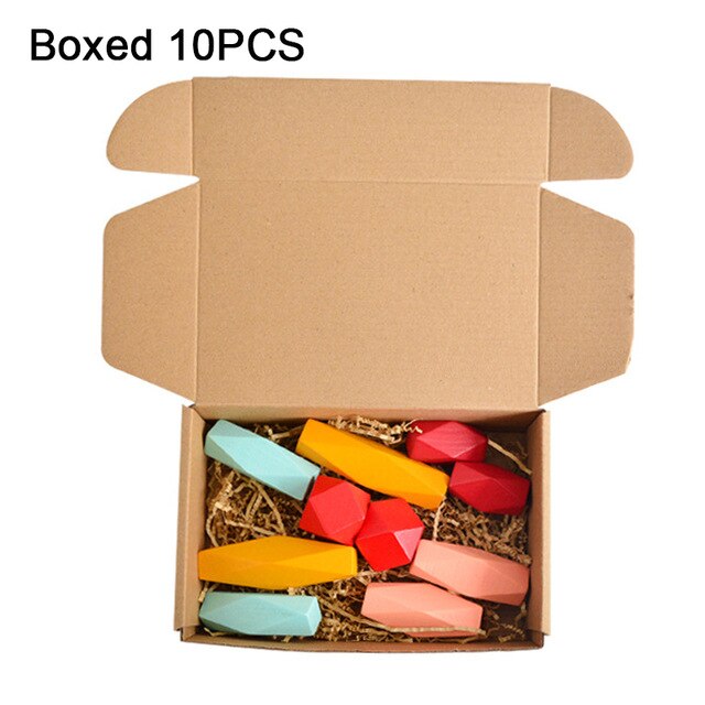 36pcs Creativo Del Bambino Di Legno Jenga Building Block Pietra Colorata Giocattolo Educativo Stile Nordico Impilabile Gioco Arcobaleno di Legno del Regalo Del Giocattolo: boxed 10PCS color