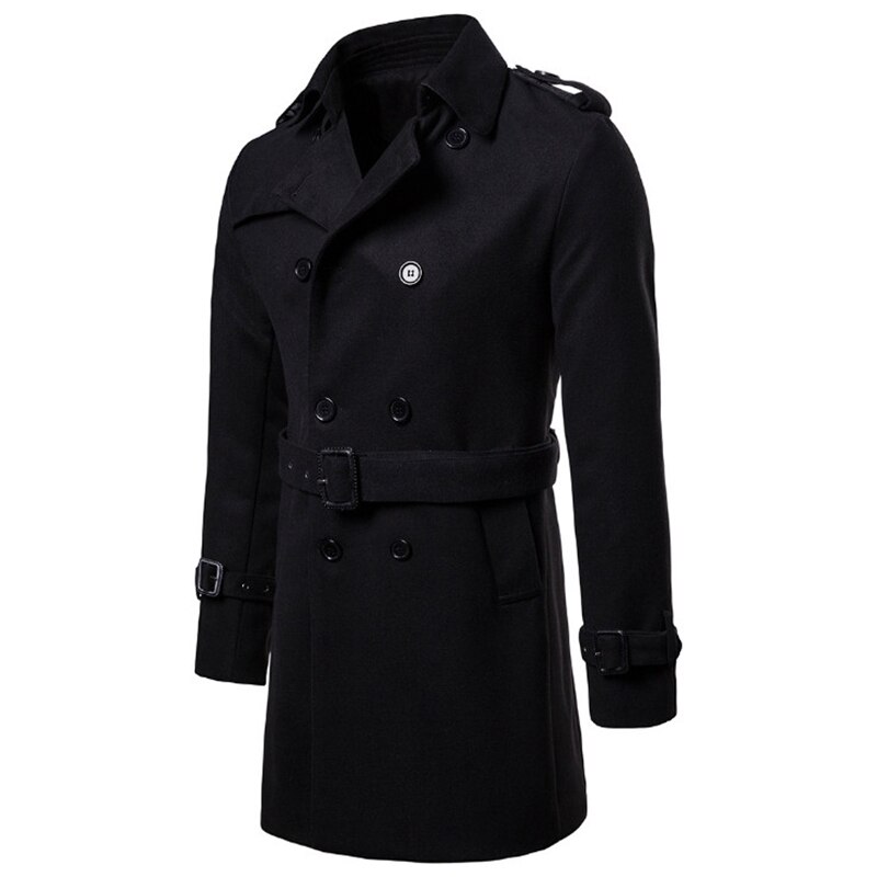 Europa und Amerika Lange Wolle &Ampere; Mischungen Mantel Männer Herbst Winter Zweireiher Windjacke Jacke Männer Erbse Mantel UNS größe XXL