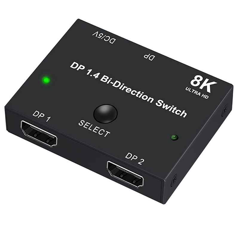 Displayport Switch 8K, Bidirectional DP 1.4 Switch 8K @ 60Hz, 4K @ 120Hz, Displayport Switcher 1 to 2/2 in 1 Out: Default Title