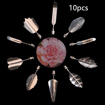 10/11pcs 3D Jelly Flower Carving Tool Art Home Kitchen Stainless Steel Gelatin Pudding Nozzle Syringe Cake Decorating Utensil: 10PCS Silver-H