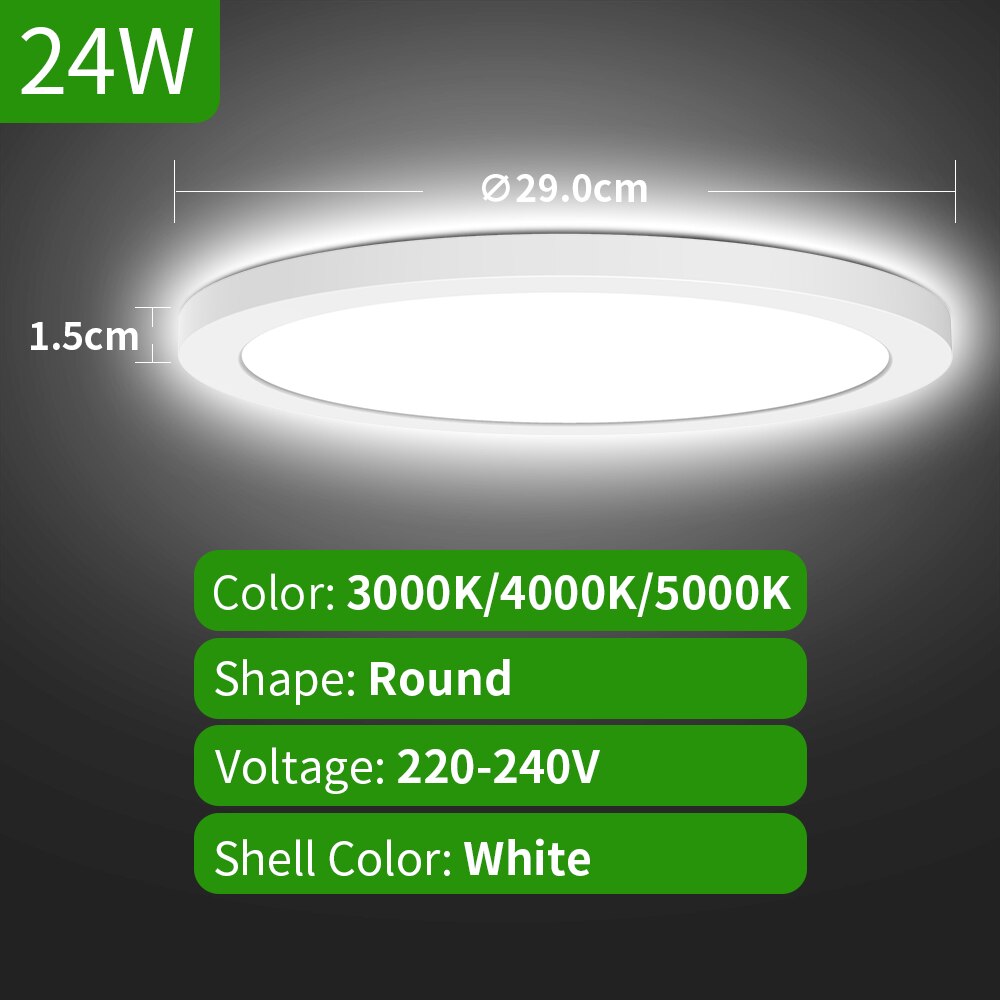 Led Plafond Verlichting 3CCT 18W 24W Moderne Opbouw Led-paneel Plafondlamp Voor Woonkamer Verlichting Armatuur: 24W 3CCT Round