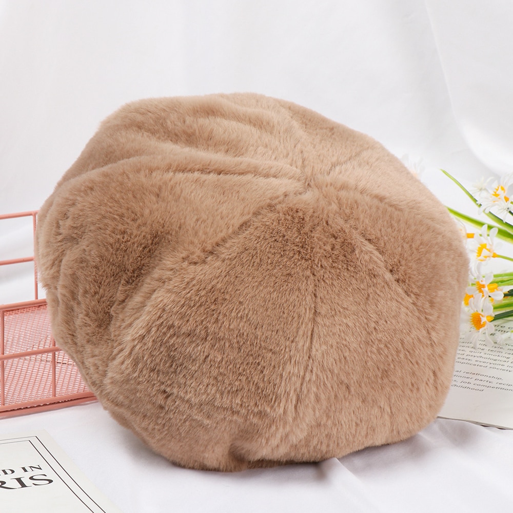 1PC Classic Beret Hat Women Soft Plush Pure Color Autumn Winter Beret Wool Outdoor Warm