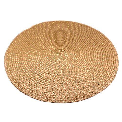 1pc 38 x 38 cm runde coaster isolering bordmåtter puder pvc bord dækkeservietter skridsikre måtter kaffe te dækkeservietter køkken dekoration: Guld med pailletter