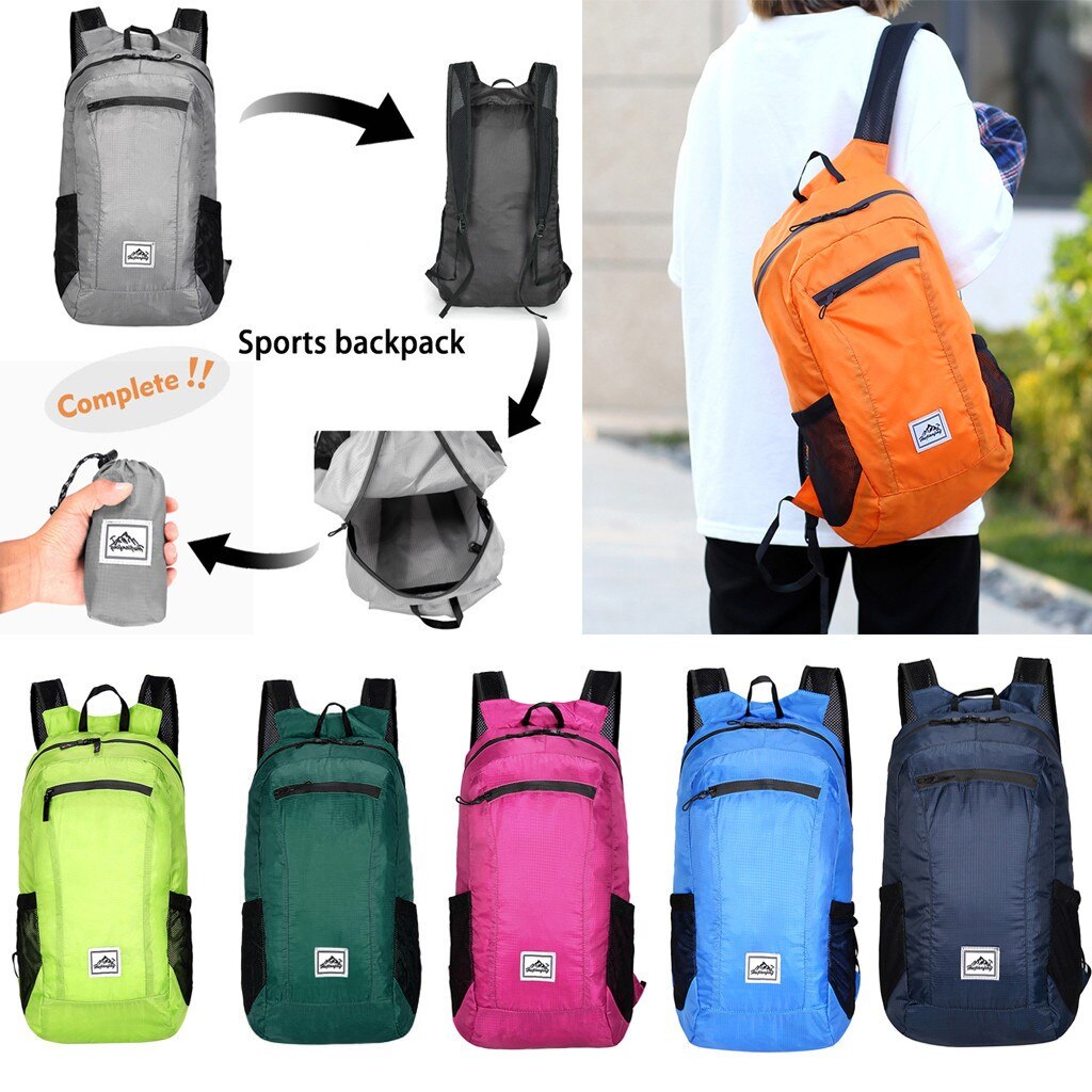 Backpack Wear Light Sports Outdoor Backpack Light Simple Fold Large Capacity Schoolbag Travel Bag Computer Bag