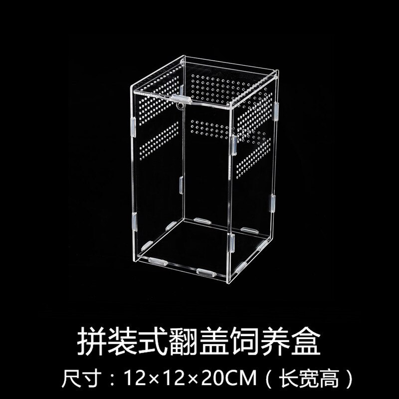 1PCS Crawler Box Acrylic Spider Ant Lizard Horned Frog Tortoise Gecko Feeding Box Reptile: 12X12X20cm