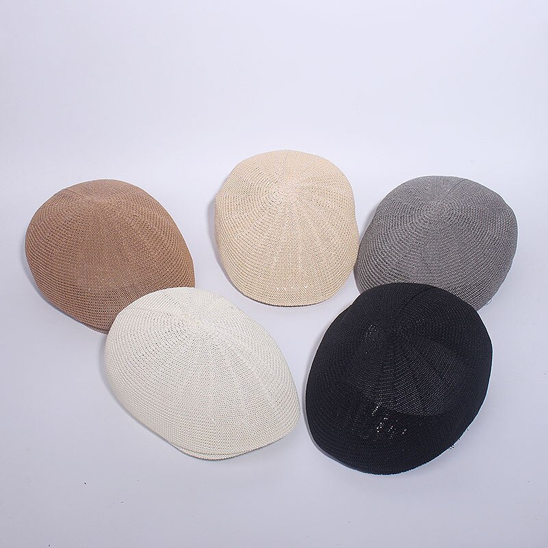 Boina, gorro de primavera verano para hombre y mujer, sombrero de gorra plana Ivy con rejilla transpirable para hombre y mujer, Boina de papel plano liso
