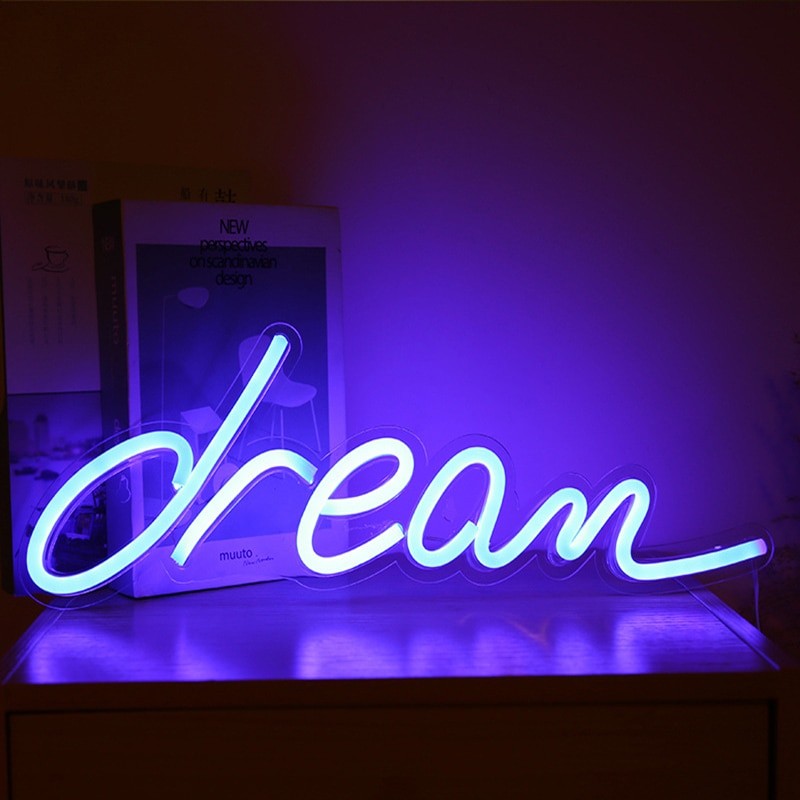 Dream Neon Signs USB for Led Neon Pub Cool Light Wall Art Bedroom Bar Decorations Home Accessories Party Novelty Display