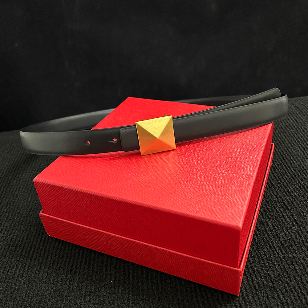 Cinturón femenino de de lujo, cadena de cintura, pantalones vaqueros, vestido de cuero, accesorios para mujer, hebilla piramidal Retro, cinturones de uso de doble cara de 2,5 cm: Negro / 100 cm