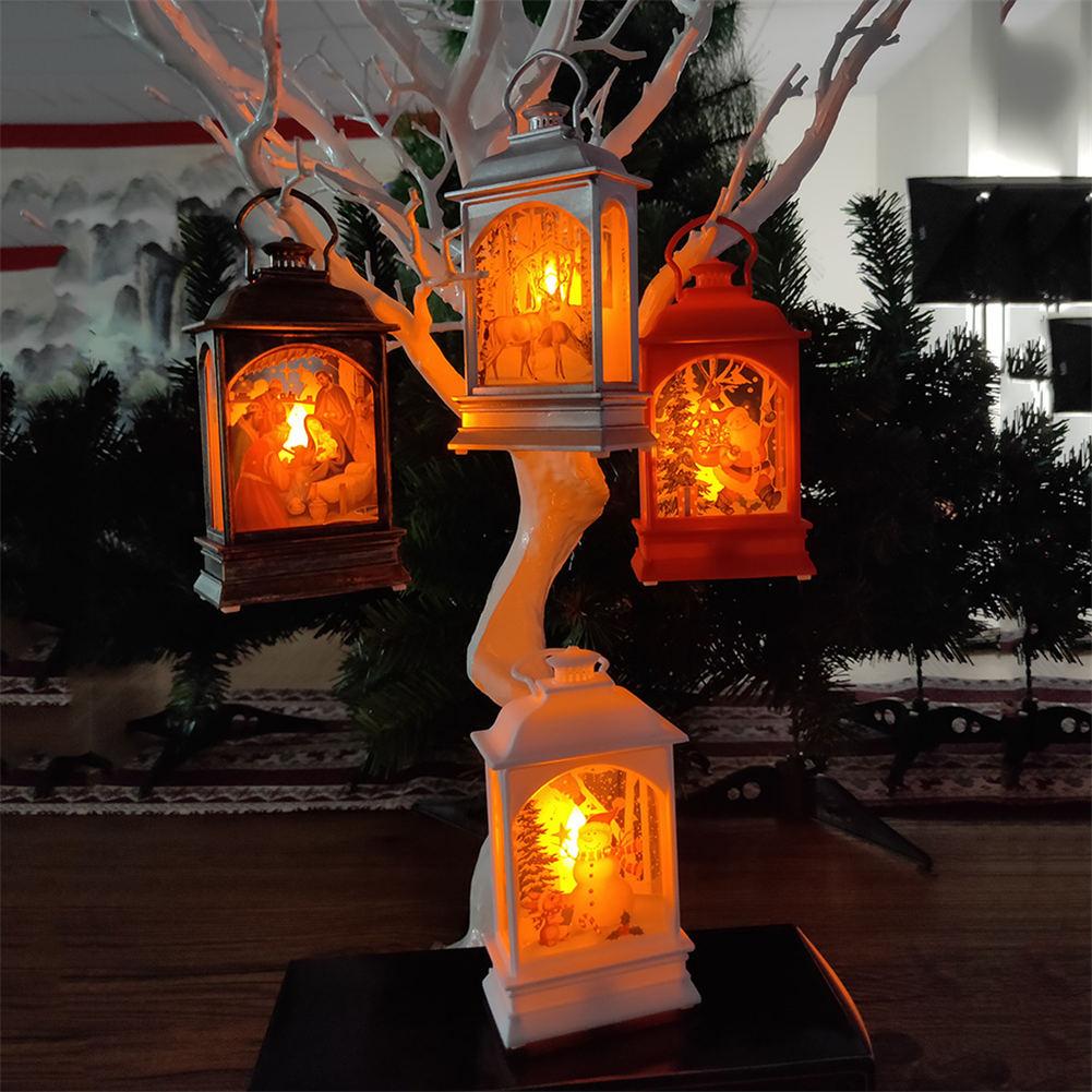 Bærbar julelampedekoration førte lanterner dekorativ lampe til juletræspynt   #4w