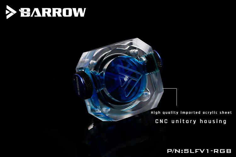 Barrow SLFV1-RGB Acrylic Water Flow Meter LRC2.0(5v 3pin) Lighting System Multiple Blade Colors: Blue blade