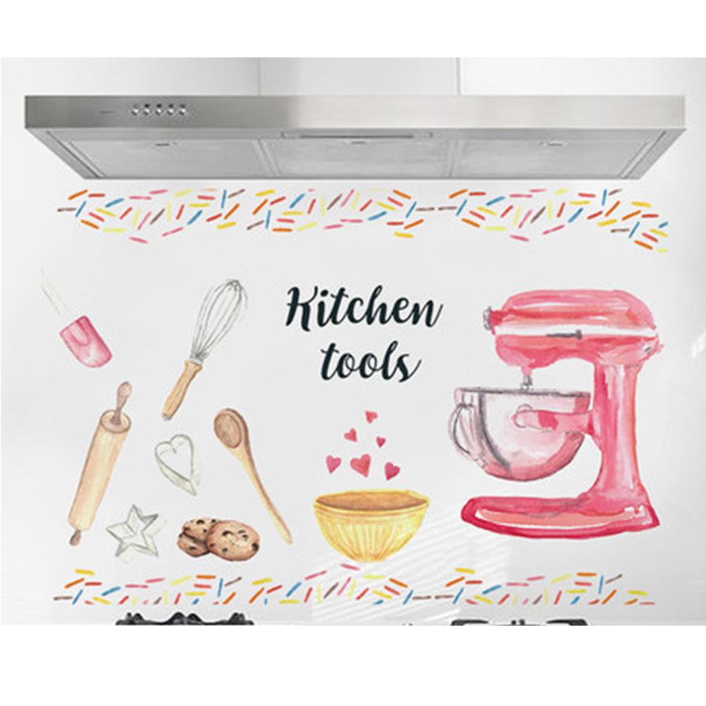 Kitchen Wall Stickers Waterproof Self-adhesive High Temperature Resistant Vinyl Wall Decals for Kitchen Tile Bar Home Decoration: A