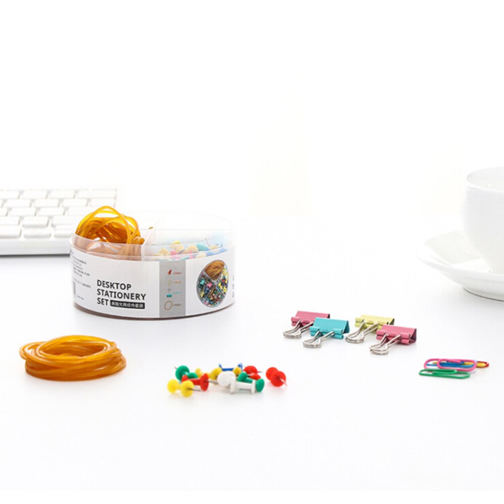 Set of Metal Hollow Binder Clips Organizers Paper Photo Clips Rubber Bands for Office Bill File