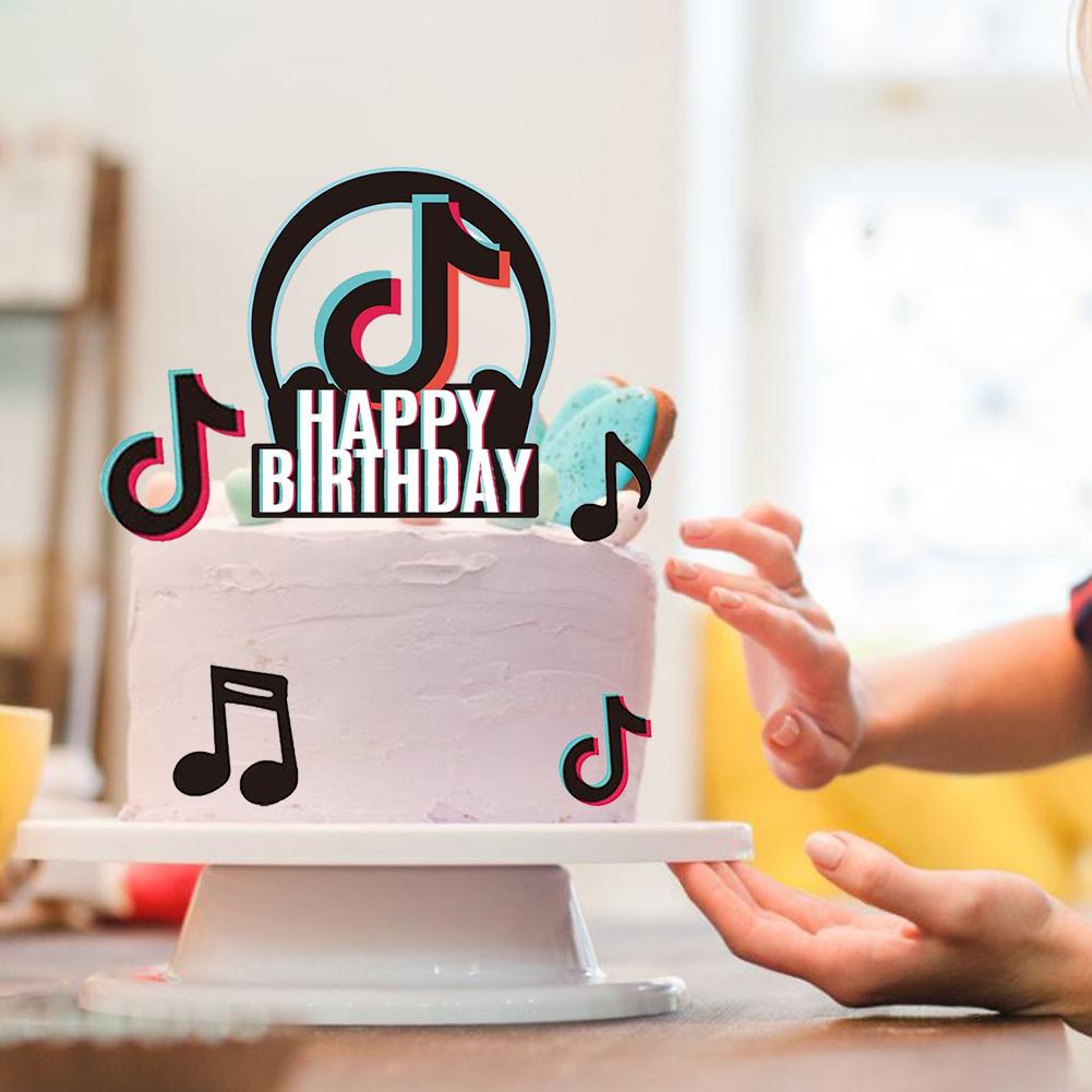 Happy Birthday Cake Toppers Music Note Cakes Accessories Photo Booth Props