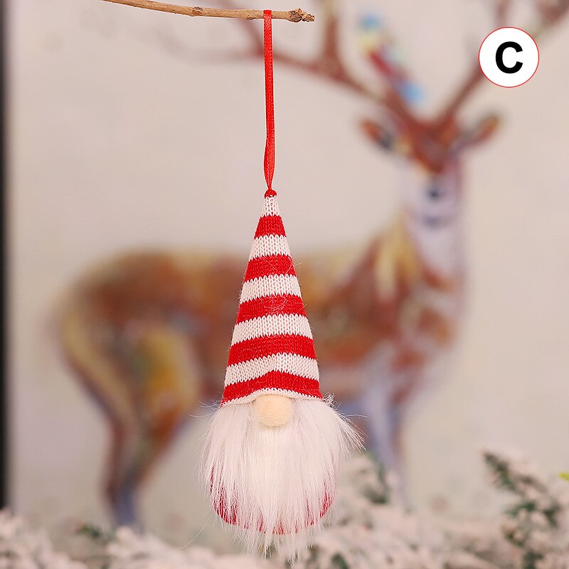 Jul plysch set hängande dekorationer gnome hatt santa skägg ornament för julgran heminredning nsv 775: 4 st c