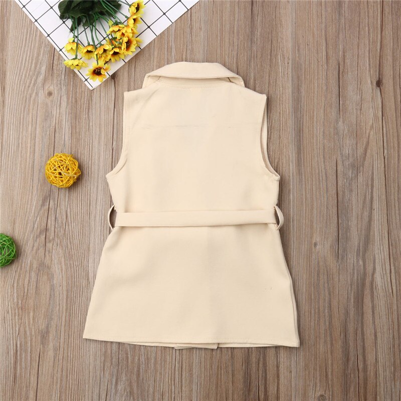 Autumn Kids Girls Coat Jacket Windbreaker Outerwear Trench Casual Cardigans Outfits Clothes Khaki 2-7Y